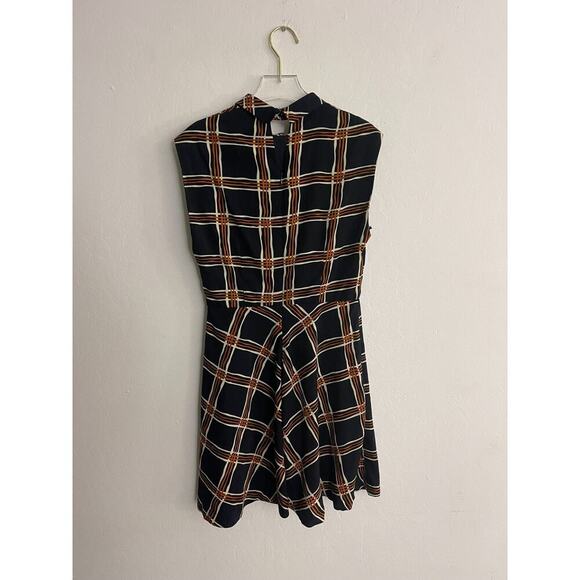 Louche Anthropologie XS Dress Windowpane Plaid Sleeveless Navy Blue Mini Preppy - Picture 5 of 7
